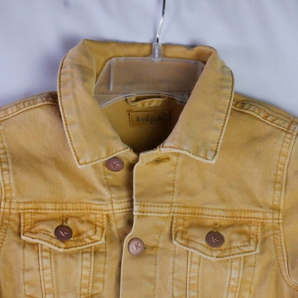 Kidpik Girls Size Small 7/8 Yellow Mustard Jacket Metal Button Up - Picture 2 of 11